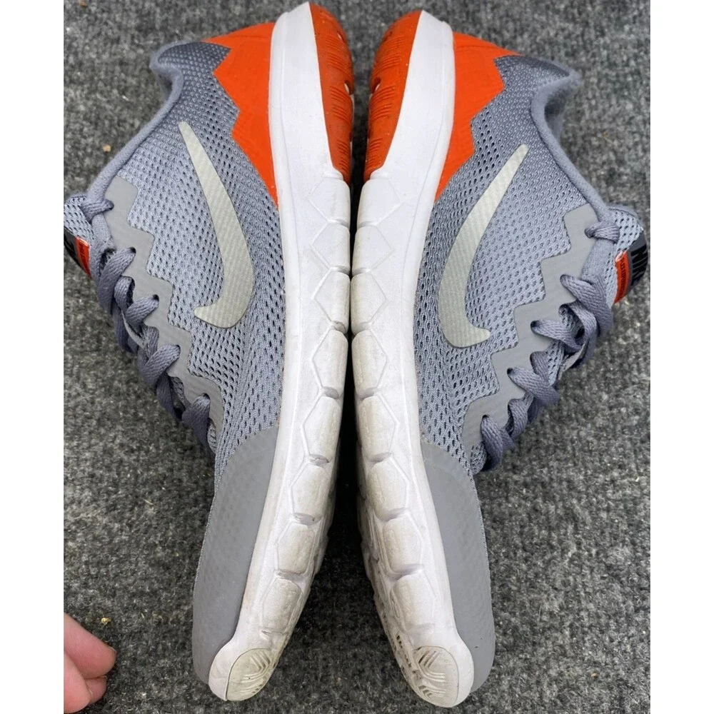 Nike Flex Experience RN 4 GS Grey Orange Youth 7Y Women 8.5 Running Shoes 749807